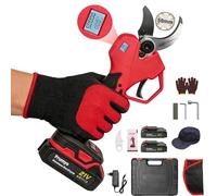 Secateur Electrique Sans Fil 21V Secateur Electrique 50 mm avec 2 Batteries Indicateur de Batterie sur écran LCD Lame SK5 Affûtée Sécateur de Jardin pour la Taille des Arbustes et Branches.