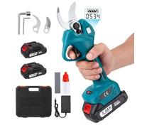 Sécateur Électrique sans Fil 30mm, avec 2 x 2000 mAh Batteries et Écran LCD, 550 W moteur sans balais Bypass Sécateur de jardin