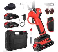 Secateur Electrique sans Fil, 30mm Secateur Electrique Professionnel avec 2 Batteries et Écran LCD, 650W Moteur sans Balais, Lame SK5, Sécateur Électrique pour Jardinage, Vigne, Arbre Fruitier (Rouge)