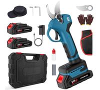 Secateur Electrique sans Fil, 30mm Secateur Electrique Professionnel avec 2 Batteries et Écran LCD, 650W Moteur sans Balais, Lame SK5, Sécateur Électrique pour Jardinage, Vigne, Arbre Fruitier (Bleu)