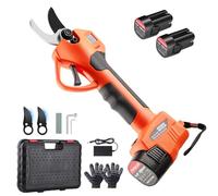 Sécateur Électrique Sans fil 35mm: Secateur a Batterie 2 * 2000 mAh, Lame SK5, Coupe Branche Electrique pour verger, jardin, parc, vignes, oliviers (couleur orange)