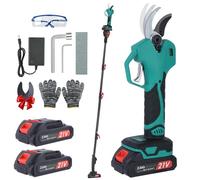 Sécateur Électrique Sans Fil 40 mm- 2M Perche Télescopique-Coupe Branche Électrique avec Écran,Secateur a Batterie 2×2000 mAh, 3 Réglages, pour la taille, le jardinage, les vergers