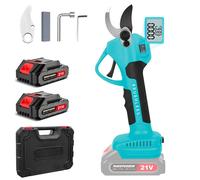 Sécateur Électrique Sans Fil 40mm avec LCD, 800W Moteur,2*21V Batterie 2.0Ah, Rugotoyonr Sécateur Brushless avec Lame de SK7, Bleu