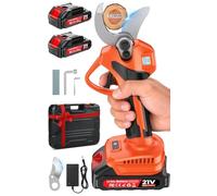 Sécateur Électrique Sans Fil avec Écran, Coupe de 25 à 33 mm, Secateur Electrique 1000 W Moteur Sans Balais & 21V 2 x 2000mAh Batteries, 4 à 6 heures D'autonomie, Kit Complet pour Verger et Jardin