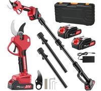 Sécateur Électrique Sans Fil avec Écran et Boîte de rangement, 50MM Secateur Electrique 2-en-1 Extensible Jusqu'à 2,3 m, Secateur Telescopique Electrique pour Jardinage, Ferme, Arbres fruitiers