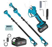 Sécateur Électrique Sans Fil avec Perche, 40MM Sécateur Électrique Télescopique avec 1 x 4,0Ah Batteries, Portée Maximale 1,6-2,8 M, Moteur Brushless 1000W, Sécateur à Batterie pour Jardinage/Arbres