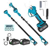Sécateur Électrique Sans Fil avec Perche, 40MM Sécateur Électrique Télescopique avec 2 x 4,0Ah Batteries, Portée Maximale 1,6-2,8M, Moteur Brushless 1000W, Sécateur à Batterie pour Jardinage/Arbres