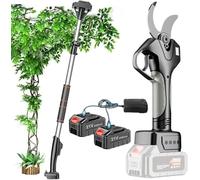 Sécateur électrique sans Fil avec Rallonge, Ciseaux De Jardin électriques avec Batterie Au Lithium 4500mah, Coupe-Branches Max 50mm, 2 Battery