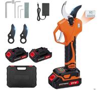 Sécateur Électrique Sans Fil Brushless 50mm, 2*2000 mAh Batteries&Écran LED , Professionnel Sécateur Lame en SK7 pour Jardin,Orange