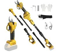Sécateur électrique sans fil compatible avec Dewalt 20 V, sécateur électrique 2 en 1 avec tige d'extension de 2 m, diamètre de coupe max. 35 mm, écran LCD, sécateur télescopique extensible jusqu'à 4,5