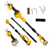 Sécateur électrique sans fil compatible avec Dewalt 20 V, sécateur électrique 2 en 1 avec tige d'extension de 2 m, diamètre de coupe max. 30 mm, écran LCD, sécateur télescopique extensible jusqu'à 4,5