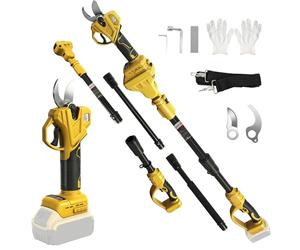 Sécateur électrique sans fil compatible avec Dewalt 20 V, sécateur électrique 2 en 1 avec tige d'extension de 2 m, diamètre de coupe max. 35 mm, écran LCD, sécateur télescopique extensible jusqu'à 4,5