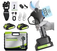 Sécateur Électrique Sans fil Professionnel avec lame SK5, Diamètre de Coupe de 40 mm, Sans Balais Sécateur Électrique avec 2 Batteries 21 V/2000 mAh, Écran Numérique, Câble Rallonge, pour le Jardinage
