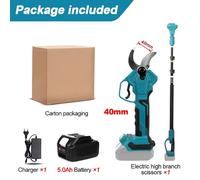 Sécateur Électrique Sans Fil & Sans Charbons 40mm - Taille-Haies (2.8m Max) | Pour Jardin, Arbres Fruitiers et Bonsaïs