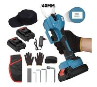 Sécateur électrique sans fil , Sécateur électrique sans brosse de 40MM, d'élagage de bonsaï d'arbre fruitier +2 batteries avec gants