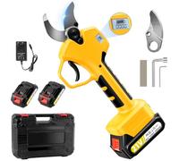 Sécateur Électrique Sans Fil, Sécateur Professionnel 30-40 mm Avec Ecran LCD, 2 * 2000 mAh 21V Batteries, Remplaçables Lames SK7, Pour Jardinage, Verger, Ferme