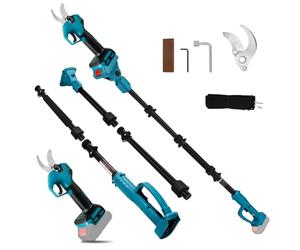 Sécateur Électrique sur Perche 2-en-1, Compatible avec Makita Batteries, Diamètre de Coupe 30 mm, Taille-Haie sans Brosse pour Jardin et Élagage d'Arbres, Longueur Extensible 2 m (Sans Pile)