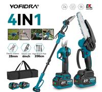 Sécateur électrique télescopique sans fil YOFIDRA, outil de taille de branches haute performance pour batterie Makita. 2 Battery EU Plug