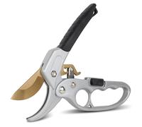 FISHTEC Sécateur de Jardin Titane à Crémaillère - Poignée Ergonomique Antidérapant, Coupe Nette et Franche Sur Enclume, Branches jusqu'à 20 mm, Résistant - Verrouillage de Sécruité - 20 CM - Gris