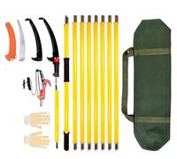 Sécateur manuel à ressort amélioré de 9,1 m pour outils de jardin, scies à perche, hauteur extensible avec couteaux et poche de rangement