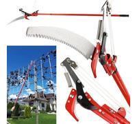 Sécateur télescopique 170-275 cm avec scie 35 cm, lames en acier dur, levier à corde, système télescopique renforcé, idéal pour couper les branches hautes, buissons, vis et arbres sans échelle