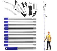 Sécateur télescopique extensible avec scie à élaguer, 80 à 400 cm, avec manche télescopique, scie télescopique en acier inoxydable, élagueuse haute, corde à grande portée - Scie de jardin, scie à