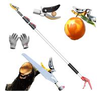Sécateur Télescopique Sécateur de Jardin Télescopique Extensible Multifonction 1.4 à 3 m pour travailler sur de longues distances lame de scie la cueillette de fruits-2 têtes de couteau