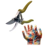 Sécateur, type bypass, acier SK5, vert, gants latex, 22 cm, XTline