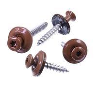 SECCARO Lot de 100 vis étanches 4,5 x 45 mm, RAL 8004 marron cuivré, acier inoxydable A2, rondelle d'étanchéité EPDM 15 mm, TX/six pans creux