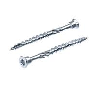 SECCARO Lot de 100 vis pour terrasse à tête cylindrique 5 x 80 mm, en acier inoxydable C1, vis à bois avec pointe découpée et encoche de coupe, TX/six pans creux