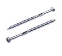 SECCARO Lot de 100 vis pour terrasse à tête décorative 4,5 x 80 mm, en acier inoxydable A4, vis à bois avec pointe découpée et encoche de coupe, TX/six pans creux