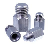 SECCARO Lot de 5 réducteurs M8 vers M6 en acier inoxydable V2A VA A2 - Modèle hexagonal - Filetage intérieur et extérieur