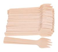 SECFOU 100 Fourchettes à Fruits Jetables en Bois Naturel, 4 Pouces, Design Ergonomique Facile à Transporter, pour Salades et Apéritifs Lors de Fêtes et Bars