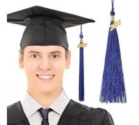 SECFOU 12 Pièces Accessoires de Remise de Diplômes Élégants avec Breloque de Chapeau de Graduation en Fibre Synthétique, Décoration de Chapeau de Graduation Bleue, Présent de Diplôme