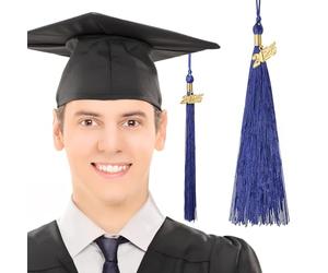 SECFOU 12 Pièces Accessoires de Remise de Diplômes Élégants avec Breloque de Chapeau de Graduation en Fibre Synthétique, Décoration de Chapeau de Graduation Bleue, Présent de Diplôme