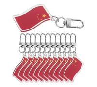 SECFOU 12pièces Porte-clés Drapeau Chinois Pendentif Sac à Dos Extérieur Portable pour Fêtes Patriotiques et Décorations Nationales