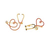 SECFOU 2 pièces Broches Décoratives Stéthoscope Cœur Alliage pour Infirmière et Médecin Lot de Épinglettes Élégantes pour Vêtements Sacs Chapeaux et Cadeaux Professionnels