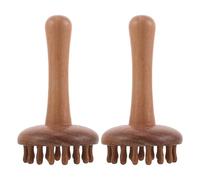 SECFOU 2 Pièces Brosse de Massage Capillaire en Bois de Santal Marron avec 28 Dents pour Relaxation Musculaire et Prise en Main Confortable, pour Voyager la Maison