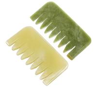 SECFOU 2 pièces Peigne Massage Jade Naturel pour Chevelu Femme Homme Outil Antistatique Relaxant pour Circulation Sanguine et Soulagement Maux de Tête Adapté Cheveux Longs et Épais