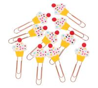SECFOU 20 Pièces Trombones à Documents Forme Gâteau en Bois et Plastique, Marque-pages en Papier Fruits, Accessoires de Bureau Mignons pour Organisation et Décoration de Fête
