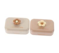 SECFOU 2ensembles Boîte à Lentilles De Portable Cosmétiques avec Outils Étui Cute pour Femmes Couleurs Et Thé Au Lait