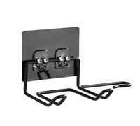 SECFOU 2pièces Équerre Mural pour Sèche-chenille Rangement pour Salle de Bain sans Perçage Acier Inoxydable Noir et Transparent pour Porte Armoire ou Bureau Double Crochet