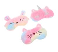SECFOU 3 Pièces Masque de Sommeil en Polyester Doux et Pelucheux D'animal Cartoon, Confortable et Apaisant Repos Siestes au Travail