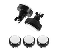 SECFOU 5 Pièces Bouton de Réinitialisation Blanc pour Borne D'arcade et Cabinet de Console de Jeu, Plastique et Métal, Surface Plate Ronde, Compatible avec Microswitch, pour Projets