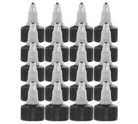 SECFOU 50 Pièces Bouchon et Fermeture à Vis en Plastique avec Embout Fin de 24mm Noir Étanche avec Écoulement Fluide pour Bouteilles de Teinture Capillaire et Colle