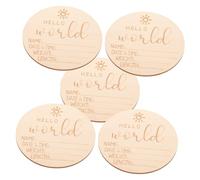 SECFOU 5pièces Carte Annonce De Naissance Bois Né Panneau Annonce De Naissance Personnalisé Signe De Nom De Décoration Photographique Et Souvenir