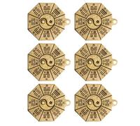SECFOU 6 Pièces Breloque pour Porte-clés Huit Diagrammes en Cuivre | Pendentif Or, Relief Tridimensionnel, Finition Manuelle Polie, Ornement Fashion pour Clés et Paquet