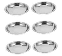 SECFOU 6pcs Assiettes Rondes en Acier Inoxydable pour Sauces, Empilables et Robustes, pour Restaurant et Maison