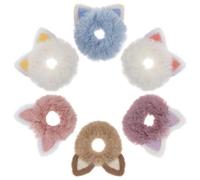 SECFOU 6pièces Bandeaux Cheveux avec Oreilles de Chat Peluche Élastiques Doux pour Femmes Filles et Accessoires Kawaii pour Coiffures Queue de Cheval et Chignon