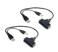 SECFOU Adaptateur de Disque Dur Externe Serial Ata vers USB 2.0 2,5 Pouces, Câble Abs et Cuivre, Transmission Rapide 480mb/s, Pack 2 Pièces pour Disque Dur Portable